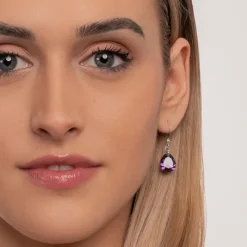 Simply Whispers 925 Sterling Silver Purple Zirconia French Hook Earrings Sale