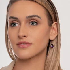 Simply Whispers 925 Sterling Silver Purple Zirconia French Hook Earrings Sale