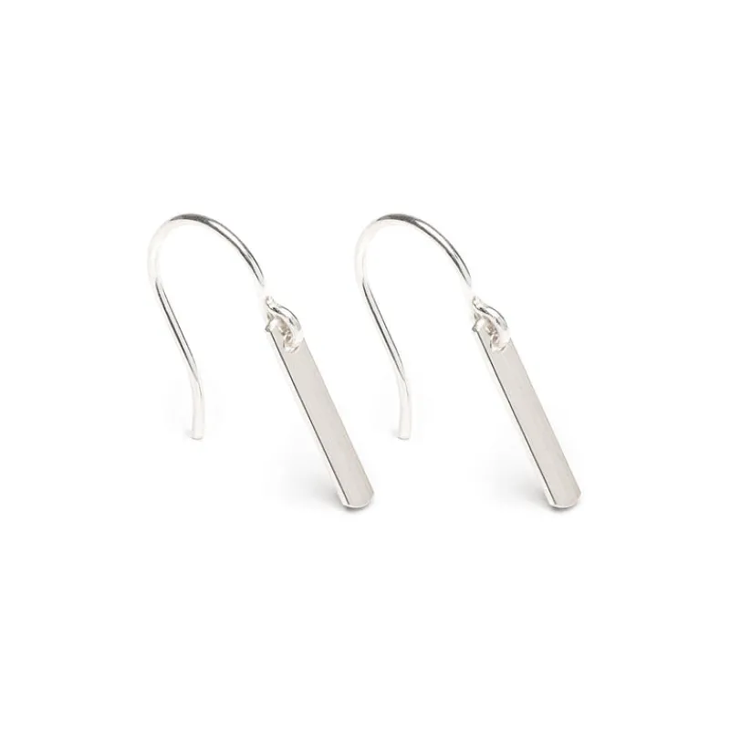 Simply Whispers 925 Sterling Silver Short Bar Earrings Discount