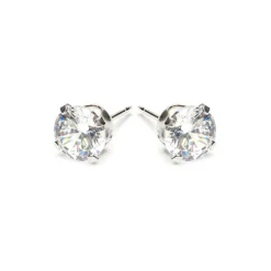 Simply Whispers 925 Sterling Silver Stud Earrings 6mm Round Crystal Best