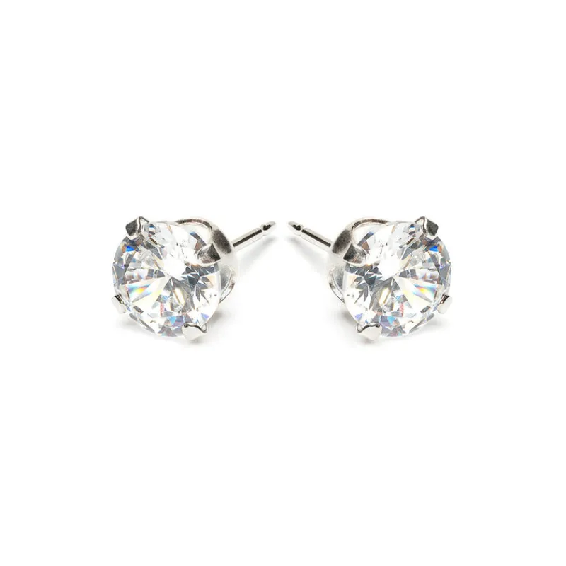 Simply Whispers 925 Sterling Silver Stud Earrings 6mm Round Crystal Best