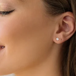 Simply Whispers 925 Sterling Silver Stud Earrings 4mm Round Crystal Discount