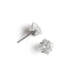 Simply Whispers 925 Sterling Silver Stud Earrings 6mm Square Crystal Online