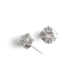 Simply Whispers 925 Sterling Silver Stud Earrings 10mm Round Crystal Best