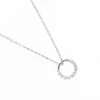 Simply Whispers Sterling Silver Zirconia Circle Pendant Necklace Fashion