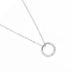 Simply Whispers Sterling Silver Zirconia Circle Pendant Necklace Fashion