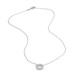 Simply Whispers Sterling Silver Zirconia Circle Pendant Necklace Fashion