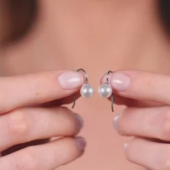 Simply Whispers Titanium Pearl French Hook Earrings New