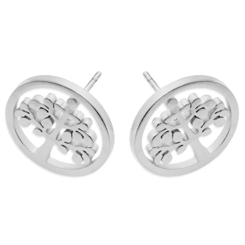 Simply Whispers Tree Of Life Steel Stud Earrings Hot