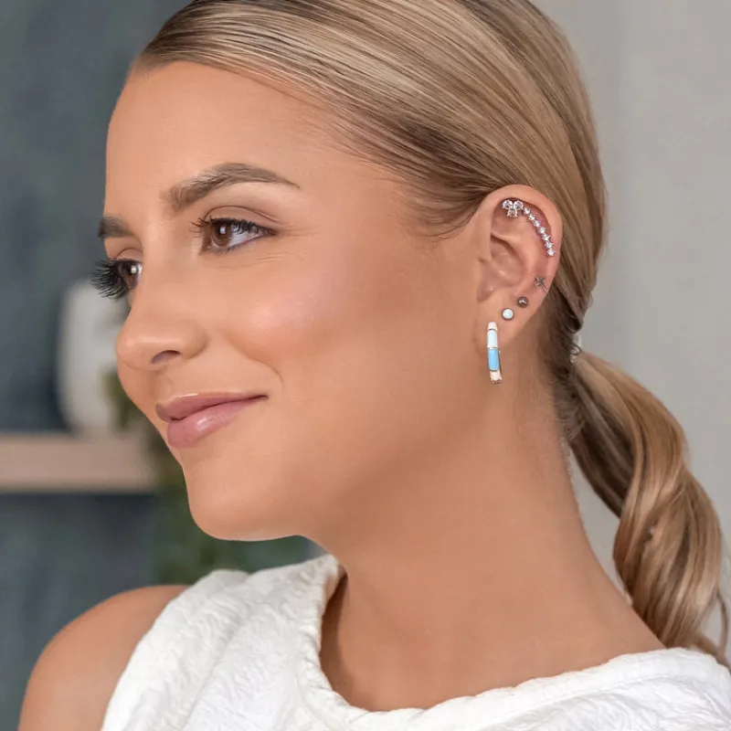 Simply Whispers Triple Crystal Helix Single Earring Hot
