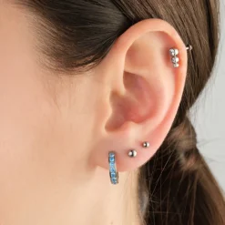 Simply Whispers Triple Crystal Titanium Helix Single Earring Best