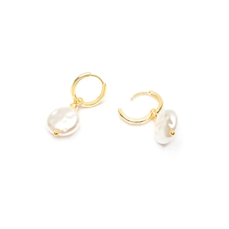 Simply Whispers Turquoise & Pearl Drop Huggie Hoops Online