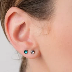 Simply Whispers Turquoise Bezel Titanium Stud Earrings Fashion