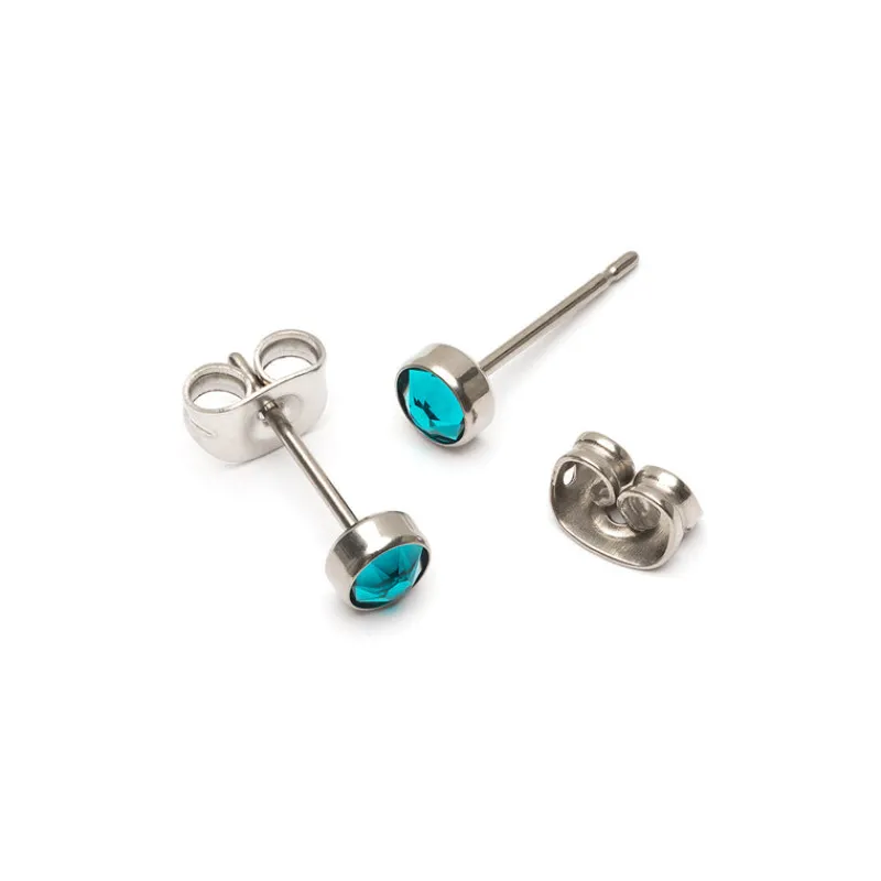 Simply Whispers Turquoise Bezel Titanium Stud Earrings Fashion