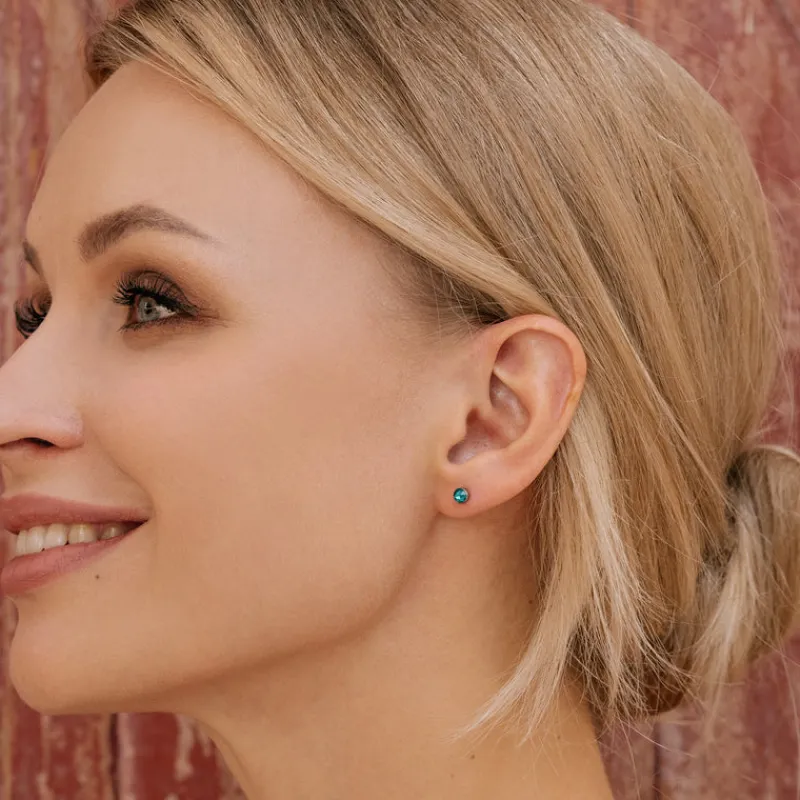 Simply Whispers Turquoise Bezel Titanium Stud Earrings Fashion