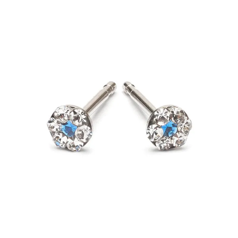 Simply Whispers White & Sapphire Mini Daisy Earrings Fashion