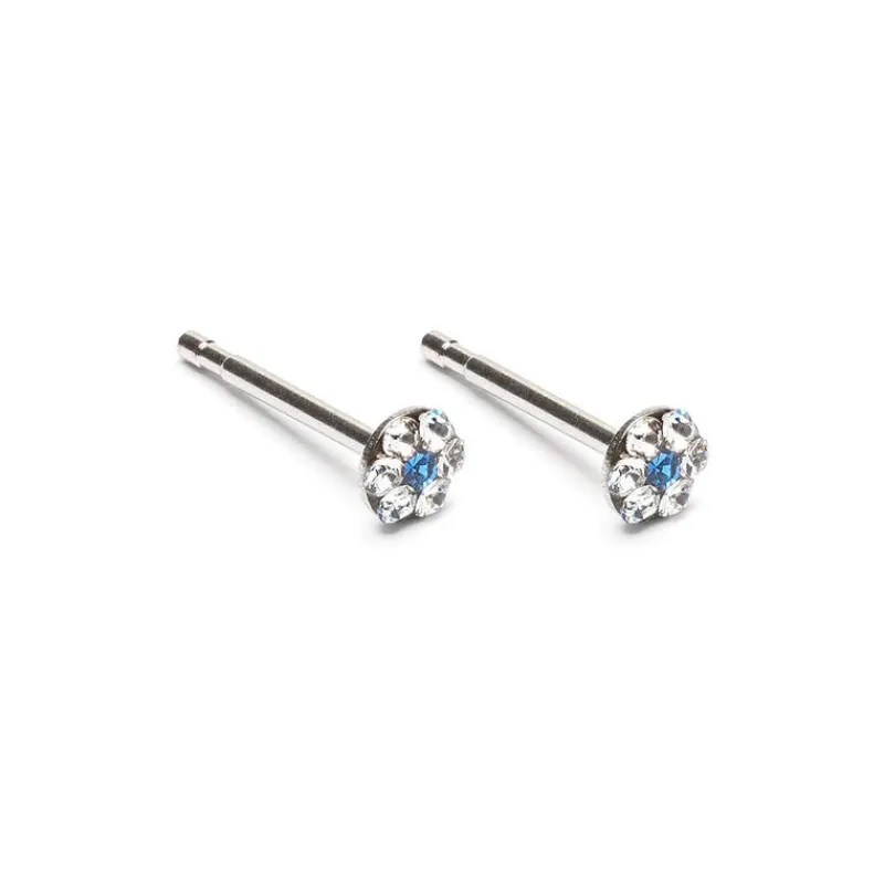 Simply Whispers White & Sapphire Mini Daisy Earrings Fashion