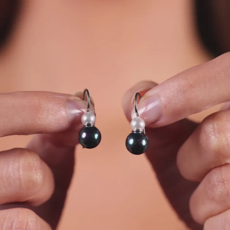 Simply Whispers White and Black Pearl Titanium Hook Earrings Best