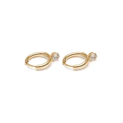 Simply Whispers White Crystal Drop Huggie Earrings Fashion