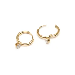 Simply Whispers White Crystal Drop Huggie Earrings Fashion