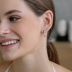 Simply Whispers White Crystal Square Hoop Earrings Best