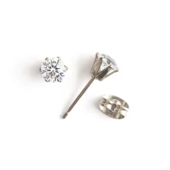 Simply Whispers White Crystal Titanium Stud Earrings New