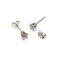 Simply Whispers White Crystal Titanium Stud Earrings New