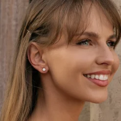 Simply Whispers White Crystal Titanium Stud Earrings New