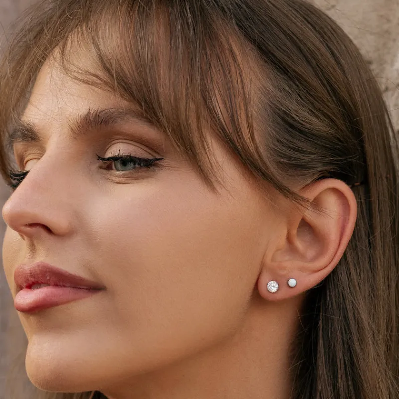 Simply Whispers White Opal Titanium Stud Earrings Best
