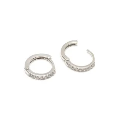 Simply Whispers White Pave Crystal Huggie Hoops Fashion