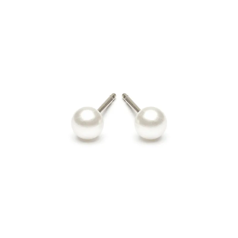 Simply Whispers White Pearl 4mm Stud Earrings Best