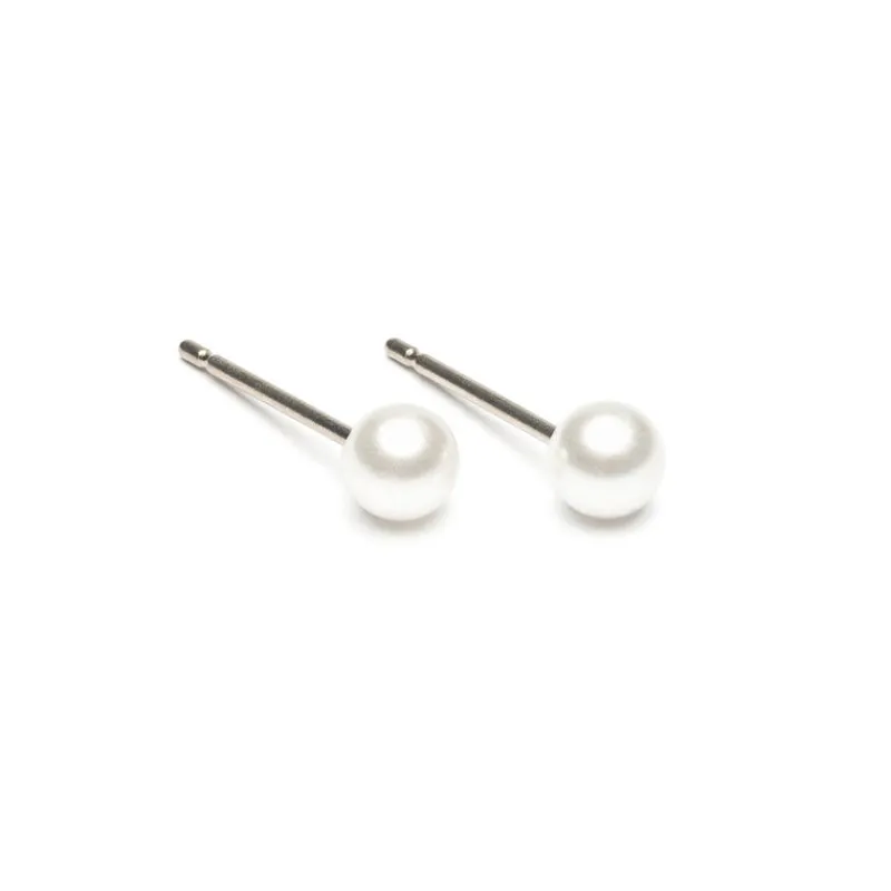 Simply Whispers White Pearl 4mm Stud Earrings Best