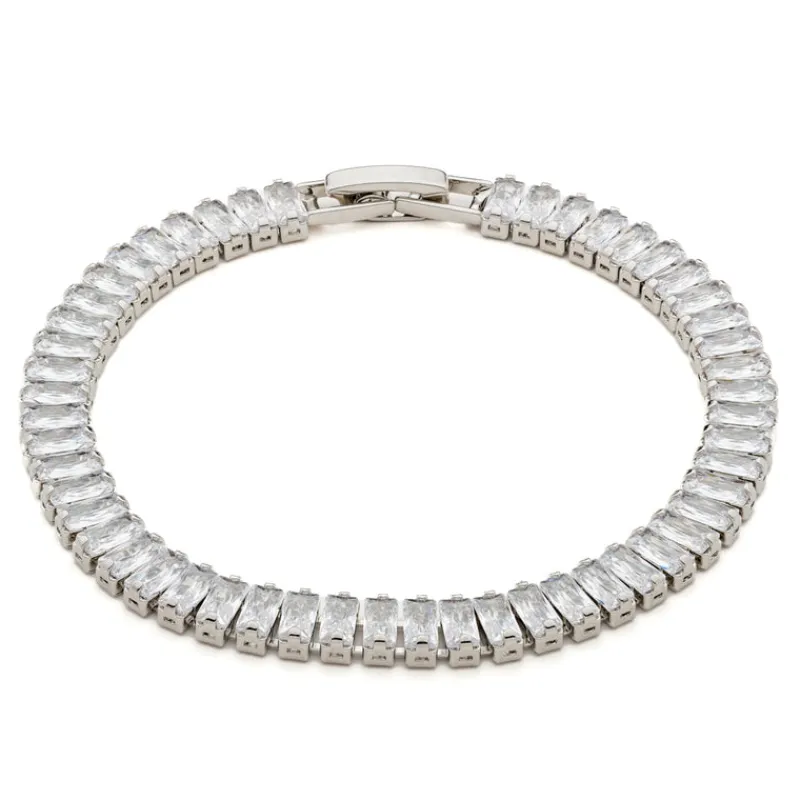 Simply Whispers White Rectangular Zirconia Tennis Bracelet Fashion