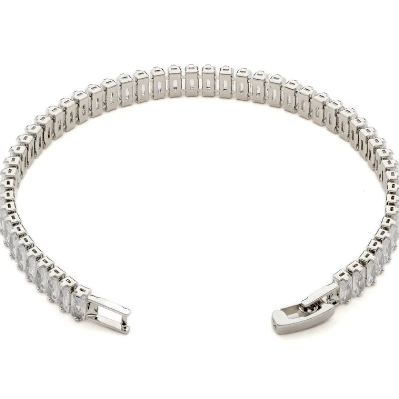 Simply Whispers White Rectangular Zirconia Tennis Bracelet Fashion