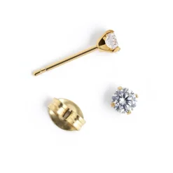 Simply Whispers White Zirconia Titanium Gold Plated Stud Earrings Online