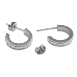 Simply Whispers White Zirconia Titanium Posted Hoop Earrings Best