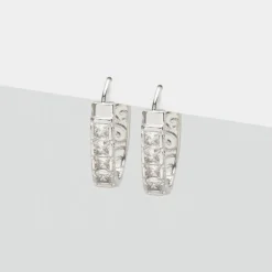Simply Whispers Zirconia Oval Hoop Earrings Hot