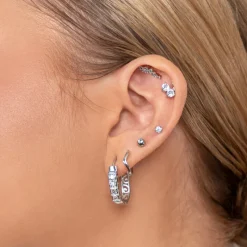 Simply Whispers Zirconia Oval Hoop Earrings Hot