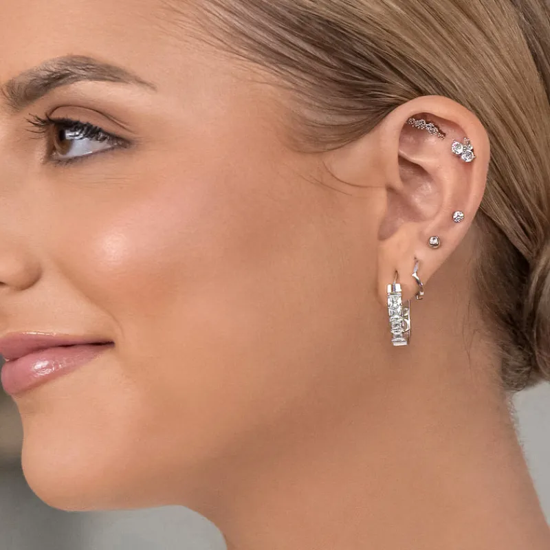 Simply Whispers Zirconia Oval Hoop Earrings Hot