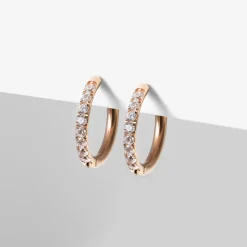 Simply Whispers Zirconia Stones Rose Gold Huggie Earrings Outlet