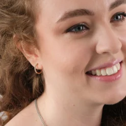 Simply Whispers Zirconia Stones Rose Gold Huggie Earrings Outlet