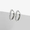 Simply Whispers Zirconia Stones Silver Huggie Earrings Hot