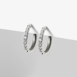 Simply Whispers Zirconia Stones Silver Huggie Earrings Hot