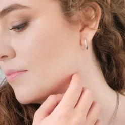Simply Whispers Zirconia Stones Silver Huggie Earrings Hot