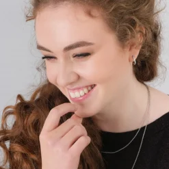 Simply Whispers Zirconia Stones Silver Huggie Earrings Hot